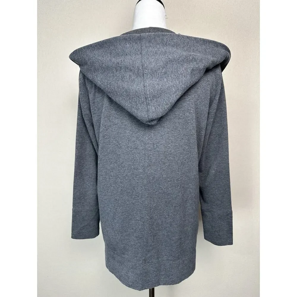 ANN TAYLOR LOFT‎ Cardigan XS Open Front Hooded Cotton Blend Gray Classic